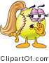 Vector Illustration of a Softball Girl Mascot Whispering by Mascot Junction