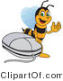Vector Illustration of a Worker Bee Mascot by a Computer Mouse by Mascot Junction