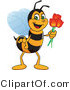Vector Illustration of a Worker Bee Mascot Holding Tulips by Mascot Junction