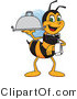 Vector Illustration of a Worker Bee Mascot Serving a Platter by Mascot Junction