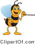 Vector Illustration of a Worker Bee Mascot Using a Pointer Stick by Mascot Junction