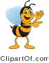 Vector Illustration of a Worker Bee Mascot Waving and Pointing by Mascot Junction