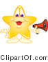 Vector Illustration of a Yellow Cartoon Star Mascot Holding a Megaphone by Mascot Junction