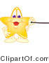 Vector Illustration of a Yellow Cartoon Star Mascot Holding a Pointer Stick by Mascot Junction