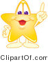 Vector Illustration of a Yellow Cartoon Star Mascot Pointing Upwards by Mascot Junction