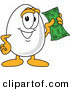 Vector Illustration of an Egg Mascot Holding a Dollar Bill by Mascot Junction