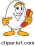 Vector Illustration of an Egg Mascot Holding and Pointing to a Phone by Mascot Junction