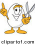 Vector Illustration of an Egg Mascot Holding Scissors by Mascot Junction