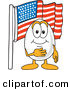 Vector Illustration of an Egg Mascot Pledging Allegiance to the American Flag by Mascot Junction