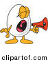 Vector Illustration of an Egg Mascot Screaming into a Megaphone by Mascot Junction