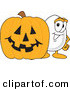 Vector Illustration of an Egg Mascot with a Halloween Pumpkin by Mascot Junction