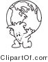 Vector Illustration of an Outlined Cartoon Character Atlas Carrying a Globe by Mascot Junction