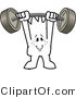 Vector Illustration of an Outlined Cartoon Character Holding a Barbell Above His Head by Mascot Junction