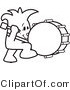 Vector Illustration of an Outlined Cartoon Character Stuck Beating the Drum by Mascot Junction