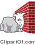 Vector Illustration of an Outlined Cartoon Character Stuck Between a Rock and a Hard Place by Mascot Junction