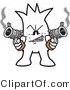 Vector Illustration of an Outlined Cartoon Character with Guns Blazing by Mascot Junction