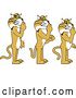 Vector Illustration of Cartoon Bobcat Mascots Gesturing Silence, Symbolizing Respect by Mascot Junction