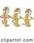 Vector Illustration of Cartoon Bobcat Mascots Holding Hoops and Standing in Line, Symbolizing Respect of Personal Space by Mascot Junction