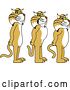 Vector Illustration of Cartoon Bobcat Mascots Standing in Line, Symbolizing Respect by Mascot Junction