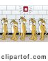 Vector Illustration of Cartoon Bobcat Mascots Walking in Line in a Hallway As a Fire Alarm Goes Off, Symbolizing Safety by Mascot Junction