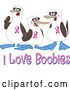 Vector Illustration of Cartoon Boobie Bird Breast Cancer Awareness Mascots with Text - 3 by Mascot Junction