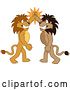 Vector Illustration of Cartoon Lion Mascots High Fiving, Symbolizing Pride by Mascot Junction