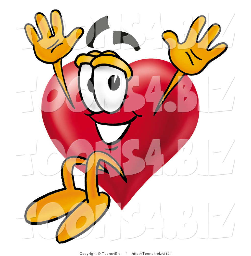 Illustration of a Cartoon Love Heart Mascot Jumping by Toons4Biz - #2121