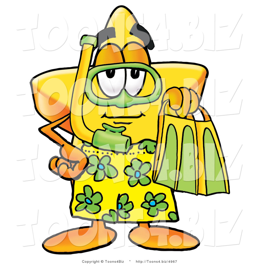 Illustration of a Cartoon Star Mascot in Green and Yellow Snorkel Gear