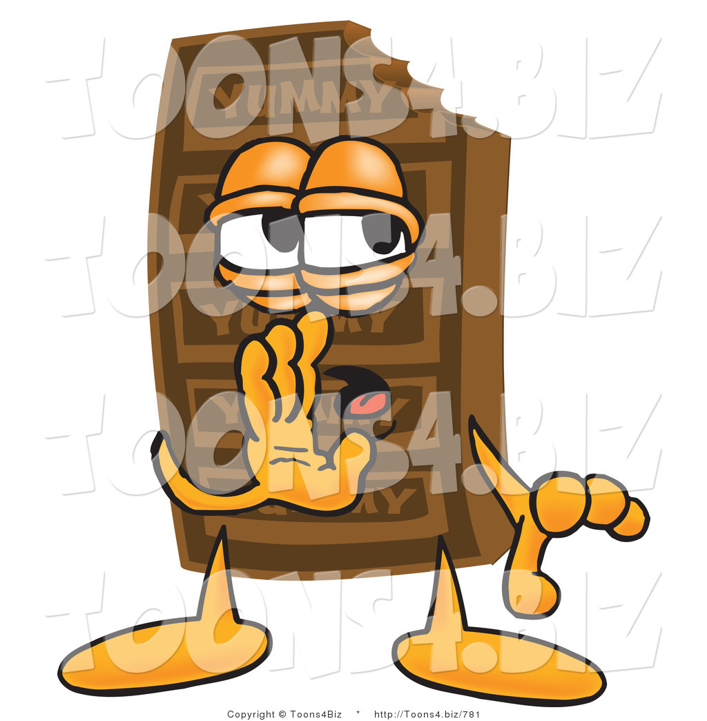 Vector Illustration of a Cartoon Chocolate Mascot Whispering and ...