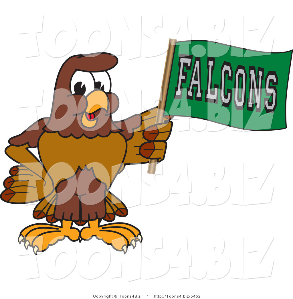 Vector Illustration of a Cartoon Falcon Mascot Character Waving a ...