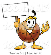 Illustration of a Basketball Mascot Holding a Blank Sign by Mascot Junction