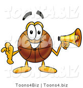 Illustration of a Basketball Mascot Holding a Megaphone by Mascot Junction