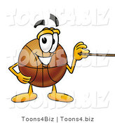 Illustration of a Basketball Mascot Holding a Pointer Stick by Mascot Junction