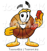 Illustration of a Basketball Mascot Holding a Telephone by Mascot Junction