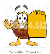 Illustration of a Basketball Mascot Holding an Orange Sales Price Tag by Toons4Biz