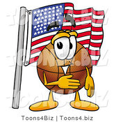 Illustration of a Basketball Mascot Pledging Allegiance to an American Flag by Toons4Biz