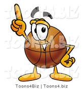 Illustration of a Basketball Mascot Pointing Upwards by Mascot Junction