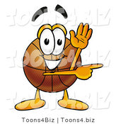 Illustration of a Basketball Mascot Waving and Pointing by Mascot Junction