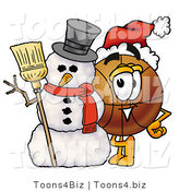 Illustration of a Basketball Mascot with a Snowman on Christmas by Mascot Junction