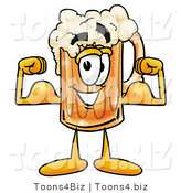 Illustration of a Beer Mug Mascot Flexing His Arm Muscles by Mascot Junction