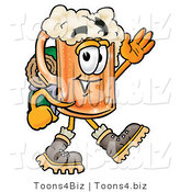 Illustration of a Beer Mug Mascot Hiking and Carrying a Backpack by Mascot Junction