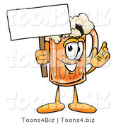 Illustration of a Beer Mug Mascot Holding a Blank Sign by Mascot Junction