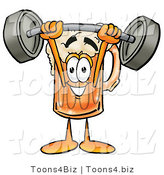 Illustration of a Beer Mug Mascot Holding a Heavy Barbell Above His Head by Mascot Junction