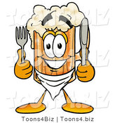Illustration of a Beer Mug Mascot Holding a Knife and Fork by Toons4Biz