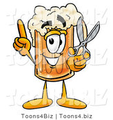 Illustration of a Beer Mug Mascot Holding a Pair of Scissors by Mascot Junction