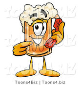 Illustration of a Beer Mug Mascot Holding a Telephone by Mascot Junction