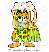 Illustration of a Beer Mug Mascot in Green and Yellow Snorkel Gear by Mascot Junction