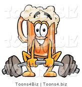 Illustration of a Beer Mug Mascot Lifting a Heavy Barbell by Toons4Biz