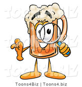 Illustration of a Beer Mug Mascot Looking Through a Magnifying Glass by Mascot Junction