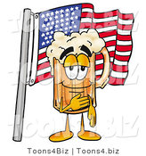 Illustration of a Beer Mug Mascot Pledging Allegiance to an American Flag by Mascot Junction